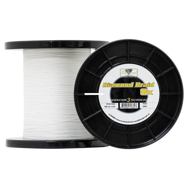 Diamond Braid Gen 3 Solid 8X, 100lb 3000yd Spool White