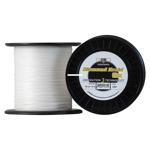 Diamond Braid Gen 3 Solid 8X, 10lb 3000yd Spool White