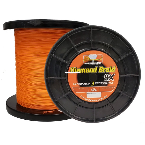 Diamond Braid Gen 3 Solid 8X, 40lb 3000yd Spool Orange
