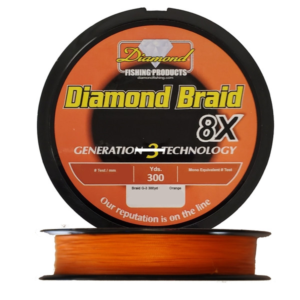 Diamond Braid Gen 3 Solid 8X, 40lb 300yd Spool Orange