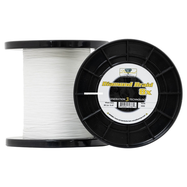 Diamond Braid Gen 3 Solid 8X, 80lb 3000yd Spool White