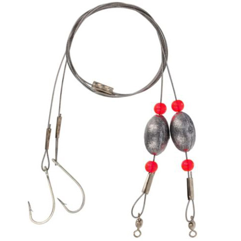 EA Wire Ready Rig W/Hook, 1/2oz #1 17'' Steel 2pk