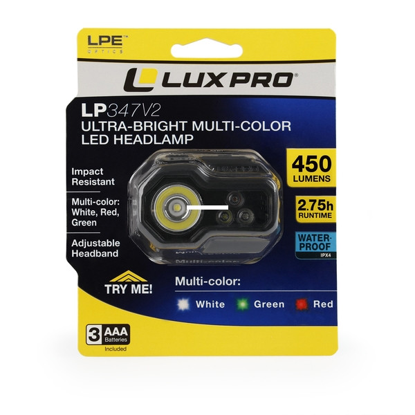 LuxPro Headlight, 450 Lumen 3AAA
