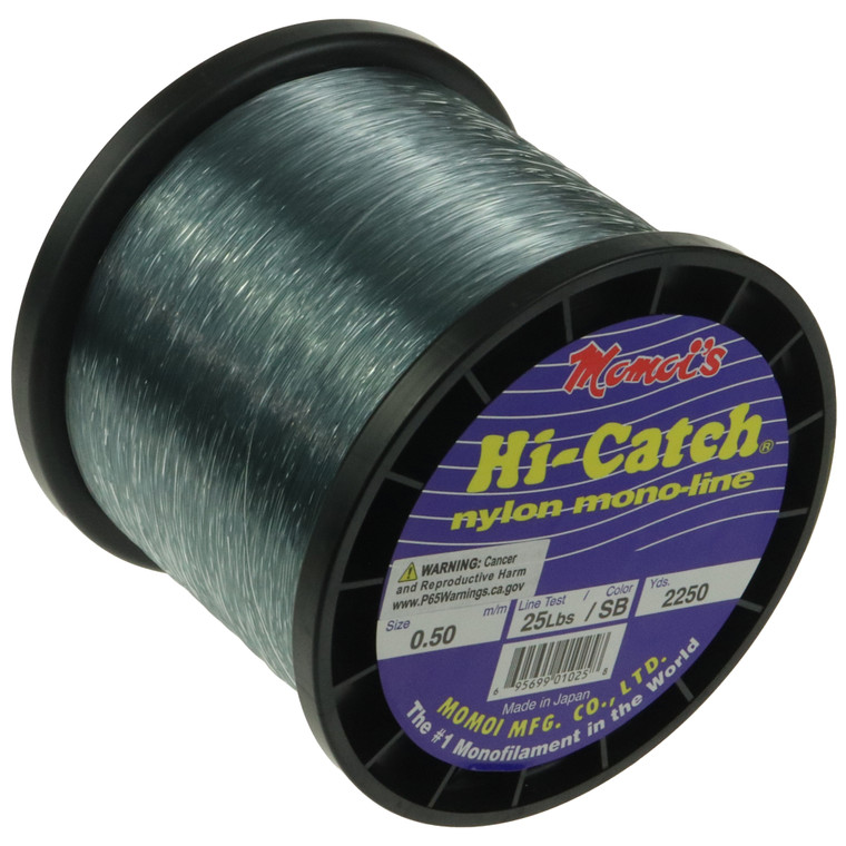 Momoi Hi Catch Nylon Mono, 25lb 1lb Spool Smoke Blue