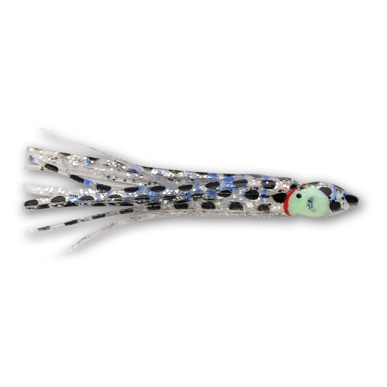 P-Line Sunrise Squid, 4.5'' Slv/Blue/Blk Spots 5pk