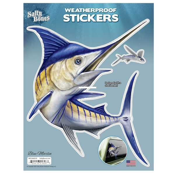 Salty Bones Mega Sticker, 8.5x11 Marlin Right