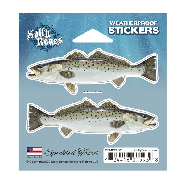 Salty Mini Stickers, 3.8x4 Speckled Trout