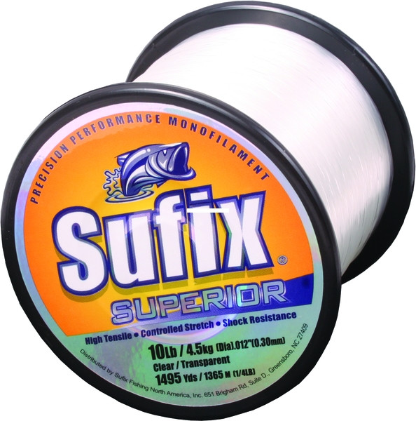 Sufix Superior 1/4 lb Spool, 1495 yd Clear 10 lb