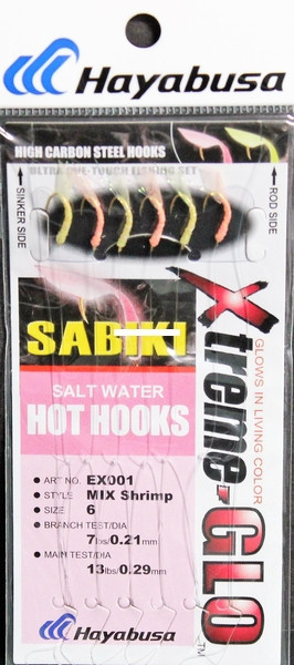 Hayabusa - Sabiki Rig Mix Shrimp - Glow Jdm Sz6 6hk 1pc - EX001-6
