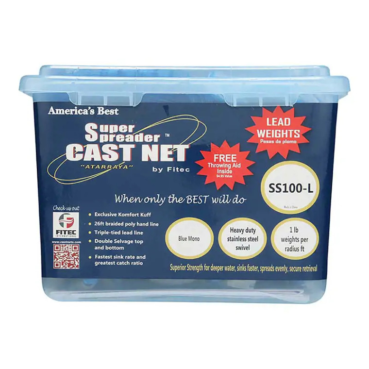 Fi Tec - Ss100l Mono Cast Net - 5ft 3/8in Blue Mesh - 10257