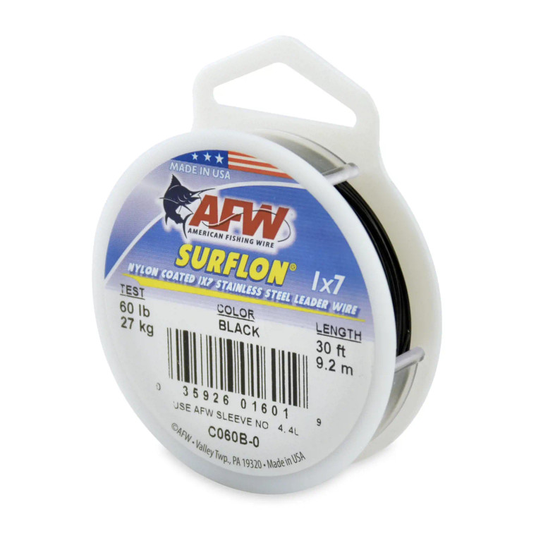 AFW - Surflon Nylon Coat Wire - 30ft Black 60lb -