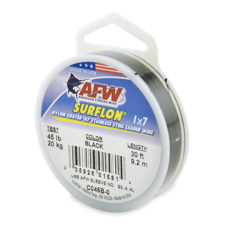 AFW - Surflon Nylon Coat Wire - 30ft Black 45lb -