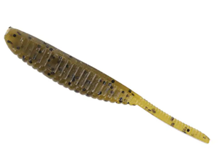 Yamamoto - Shad Shape Worm - "3.75"" Shad Shape Worm / 10 Pack / Green Pumpkin W/ Large Black Flake" -