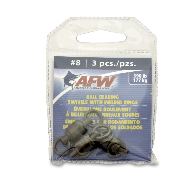 AFW - Solid Brass Bb Swivel - Dbl Weld Rings Blk 390lb 3pk - FWBB08B-A