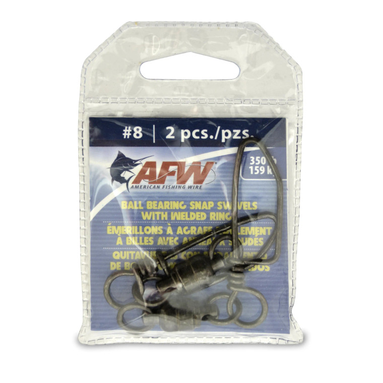 AFW - Ball Bearing Snap Swivel - Dbl Weld Rings Blk 350lb 2pk -