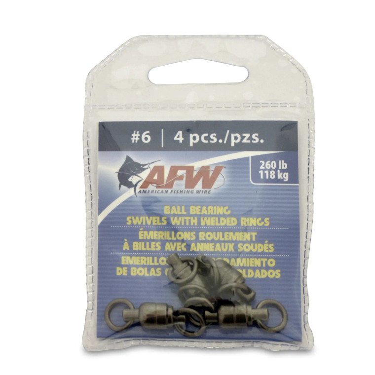 AFW - Solid Brass Bb Swivel - Dbl Weld Rings Blk 260lb 4pk - FWBB06B-A