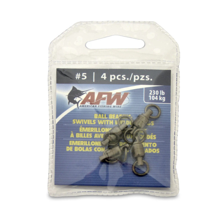 AFW - Solid Brass Bb Swivel - Dbl Weld Rings Blk 230lb 4pk - FWBB05B-A