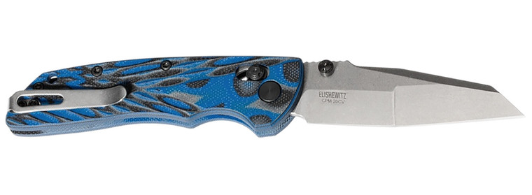Hogue 24263 Deka 3.25 Folding Modified Wharncliffe Plain Stone Tumbled CPM 20V SS Blade GMascus Blue GRN Handle