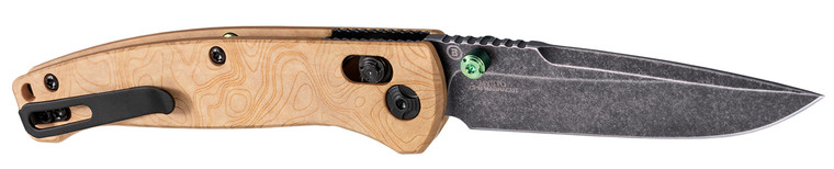 Hogue 24459 Mysto 3.40 Folding Clip Point Plain Black Stonewashed CPM MagnaCut Steel Blade Maple Valley Richlite Wood Handle