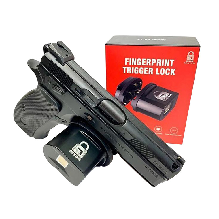Bison L2 L2 Fingerprint Trigger Lock Open With Finger Scan Black Aluminum Firearm Fit HandgunRifleShotgun