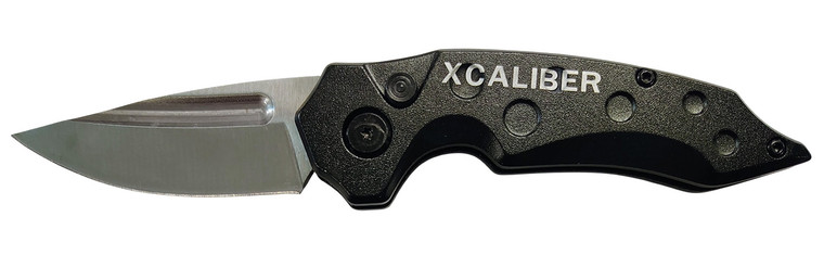 Xcaliber Knife Company Switch Blade 2.41 Folding Drop Point Plain Stainless D2 Steel Blade. 4.15 Aluminum Handle
