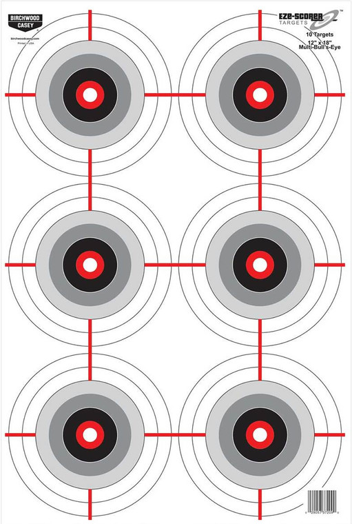 Birchwood Casey BC37037 EZEScorer Bullseye Hanging Paper 23 x 35 BlackGrayRed 5 Pack