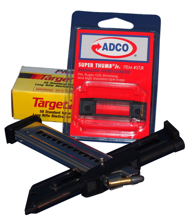 ADCO STJR Super Thumb JR Mag Loader Fits .22 Caliber Target Pistols From Ruger Colt Browning High Standard SW 22AS Beretta U22 Neos