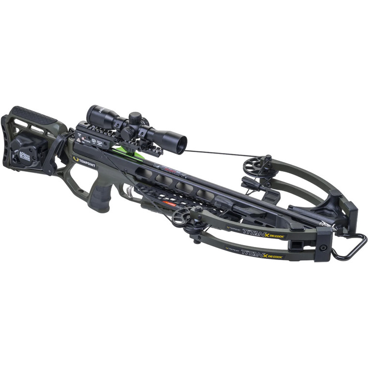 TenPoint Titan X Decock Crossbow Package ACUdraw De-Cock ProView 400 Scope Moss Green - CB26047-1858