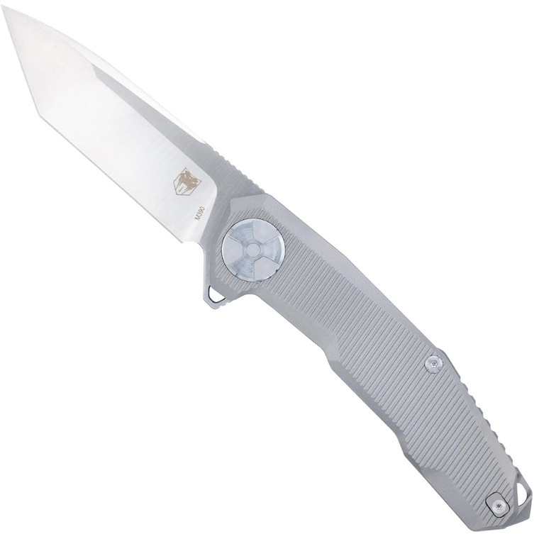 CobraTec Barracuda Titanium M390 Knife Folding Blade Silver - CTBRCM390TNS