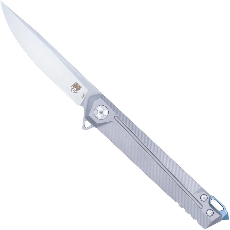 CobraTec Olympian Frame Lock Titanium M389 Knife Folding Blade Silver - CTOPNM390DNS