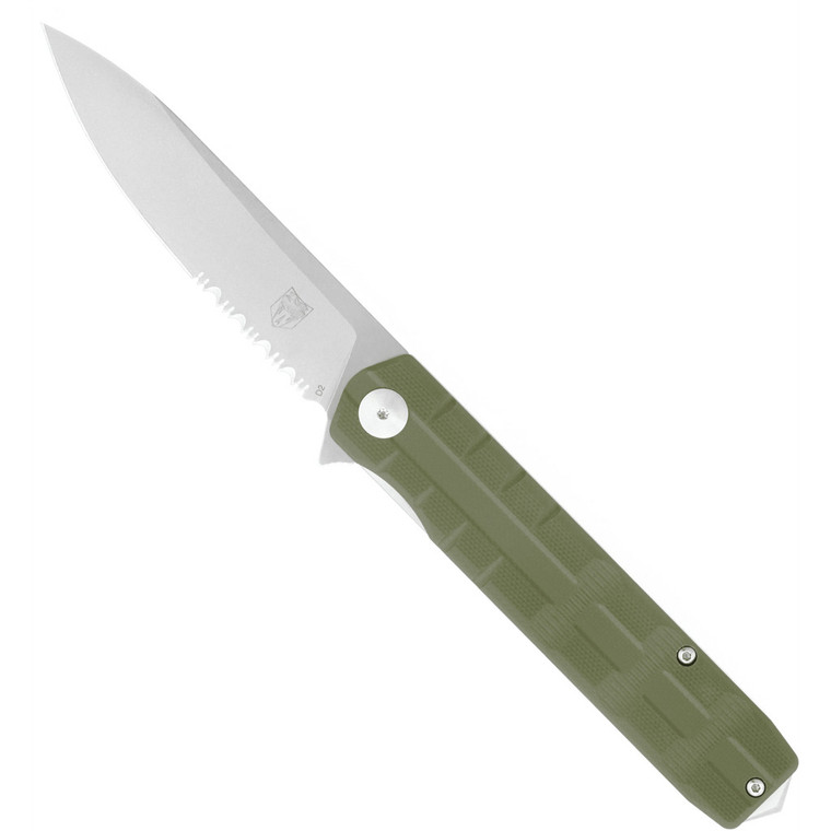 CobraTec Large Kuzio Drop Serrated Folder Knife Folding Blade OD Green - CTKUZIOODGDS