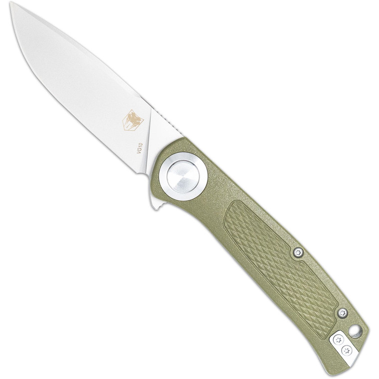 CobraTec EDC Scout Grivory Button Lock Knife Folding Blade OD Green - CTSCTGRVODGBL