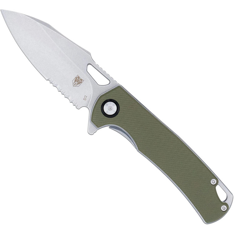 CobraTec Wolverine Liner Lock Drop Serrated Knife Folding Blade OD Green - CTWOLVERINEODGDS