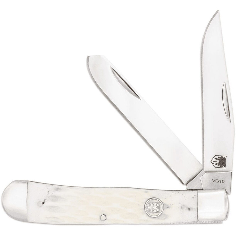 CobraTec Traditional Trapper Knife Folding Blade White Bone - CTTDTRPWHTBN