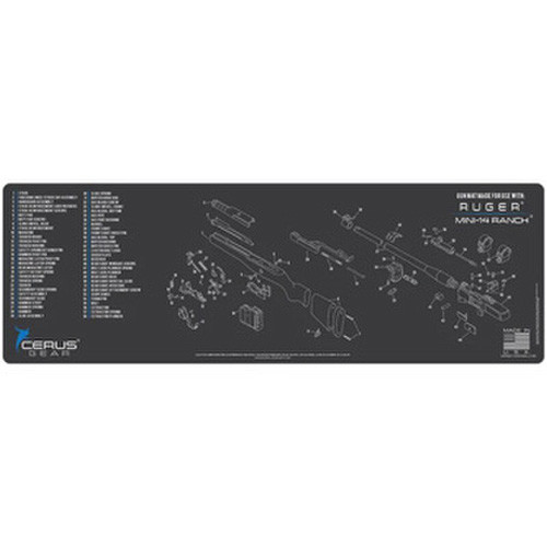 Cerus Gear - Ruger Mini 14 Ranch Schematic Rifle Mat - Charcoal Grey/cerus Blue, 12" X 36" - RM-RUG-MINI14-RANCH-SCH-GRY