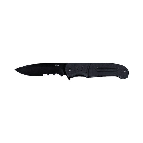 Columbia River - Ignitor Knife - Black, Drop Point, Combination Edge, 3.48" Blade - 6885