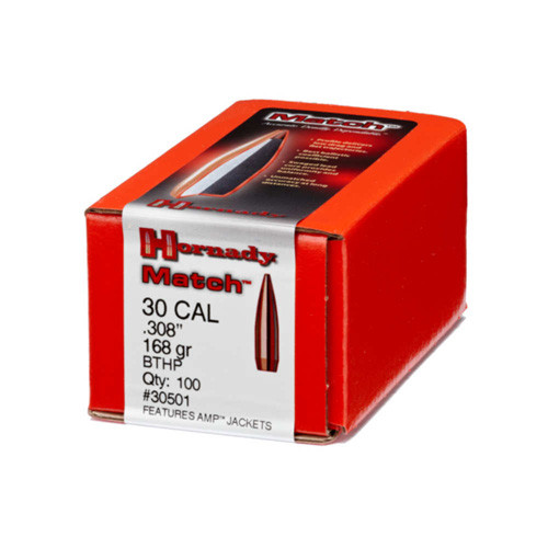 Hornady - Match Bullets - 30 Caliber, .308, 168 Grain, Bthp, 100/bx - 30501