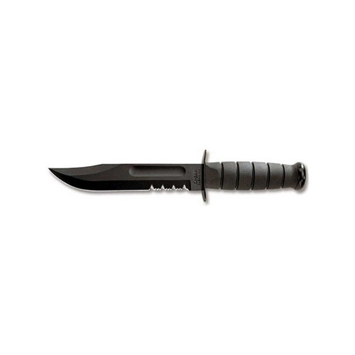 Ka-bar - Full-size Black Ka-bar, Serrated Edge Fixed Knife - Black - Clip Point - 1214