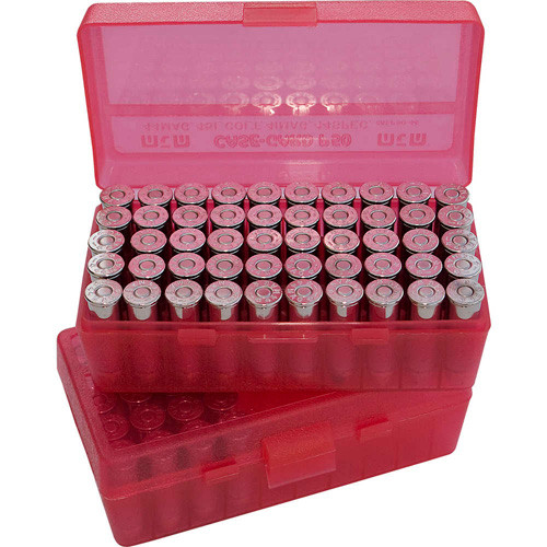 Mtm Case-gard - P-50 Series X-large Handgun Ammo Box - 50 Round - Clear Red - P50-44-29