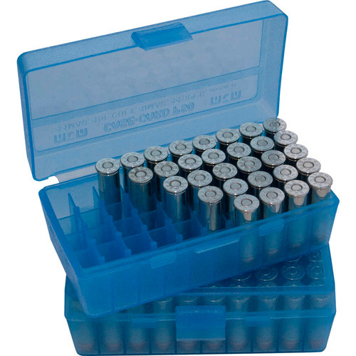 Mtm Case-gard - P-50 Series Small Handgun Ammo Box - 50 Round - Clear Blue - P50-9M-24