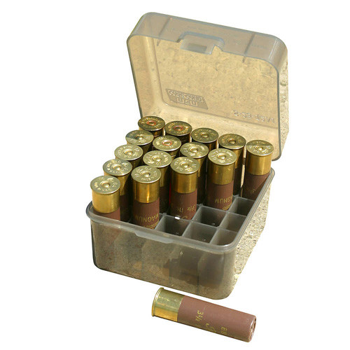Mtm Case-gard - Flip Top Shotshell Box Clear Smoke - 10/12 Ga, 3.5", 25 Shells - S25-12M-41