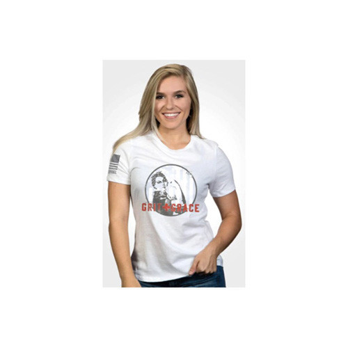 Nine Line Apparel - Women's Relaxed Fit T-shirt Grit And Grace - GGRACE-WRTS-WHITE-2XL
