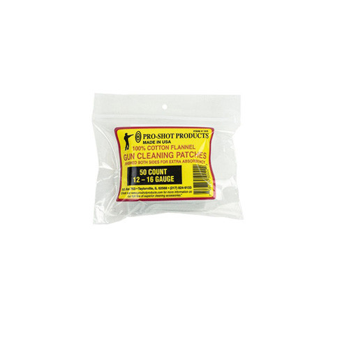 Pro-shot - Cotton Flannel Patches - 12-16 Gauge, 50 Count - 104