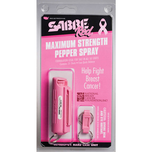 Security Equipment - Pepper Spray W/ Quick Release Key Ring - Pink, 25 Bursts, 10' Range - HC-NBCF-02