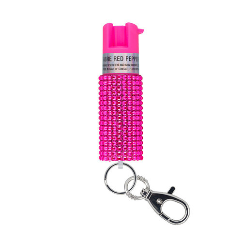 Security Equipment - Pepper Spray W/ Jeweled Design And Snap Clip - Pink, 25 Bursts - KR-J-PK-02