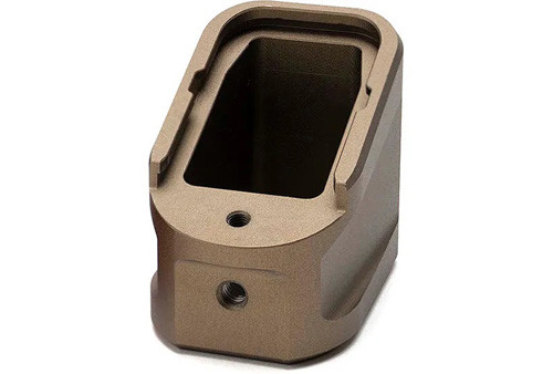 Strike Industries - Aluminum Extended Magazine Plate - Fde, Glock G17 (9mm) / G22 (.40 Cal) - SI-EMP-AL-G17-FDE