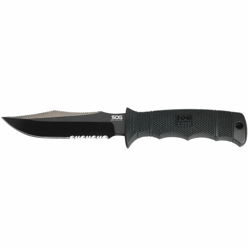 Sog Knives - Seal Pup Elite Knife - Black, Clip Point, Combination Edge, 4.85" Blade - SOG-E37T-K