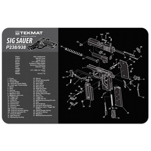 Tekmat - Sig Sauer P238 Cleaning Mat - 11" X 17" - TEK-R17-SIGP238