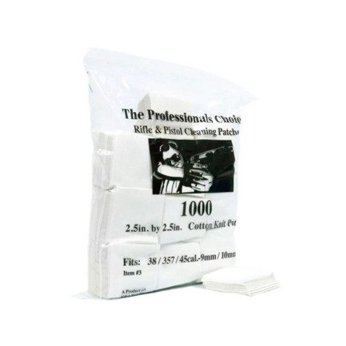 The Professionals Choice - Square Patches - White, .38/.357/9mm/10mm, 2.5" X 2.5", Cotton Knit, 1,000/pk - 3