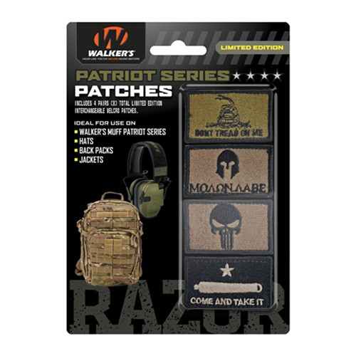 Walker's Game Ear - Patriot Patch Kit - 4 Assorted Patches (come And Get It Version) - GWP-PATKIT